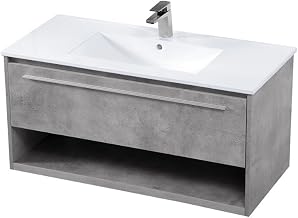 40 Inch Single Bathroom Floating Vanity in Concrete Grey