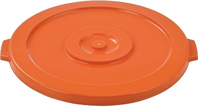 Global Industrial 32 Gallon Plastic Trash Can Lid, Bright Orange