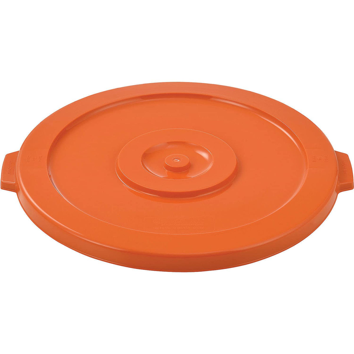 32 Gallon Plastic Trash Can Lid by Global Industrial – 22-1/4" Diameter x 1-3/8"H, 32.0 gallons, Polyethylene Resin, Bright Orange, Model 240461BOR
