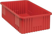 QUANTUM STORAGE SYSTEMS DG93080RD Dividable Grid Storage Container, Heavy-Duty Stackable Plastic Parts Bin for Warehouse, Assembly & Industrial Organization, 22-1/2" x 17-1/2" x 8", Red, 3-Pack
