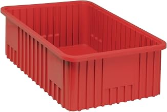 QUANTUM STORAGE SYSTEMS DG93080RD Dividable Grid Storage Container, Heavy-Duty Stackable Plastic Parts Bin for Warehouse, Assembly & Industrial Organization, 22-1/2" x 17-1/2" x 8", Red, 3-Pack
