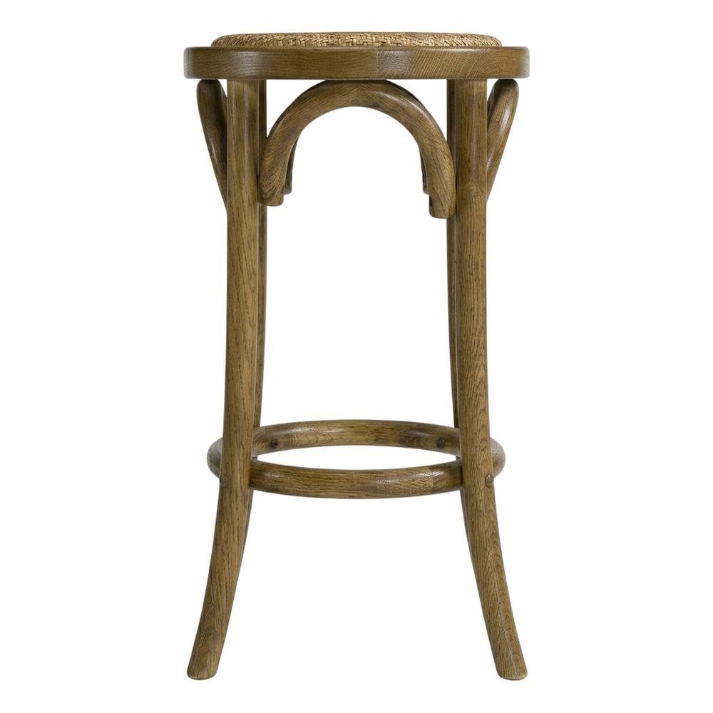 Walnut Backless Counter Stool by Furnifact – Elm Wood, Rattan, Elm, Brown