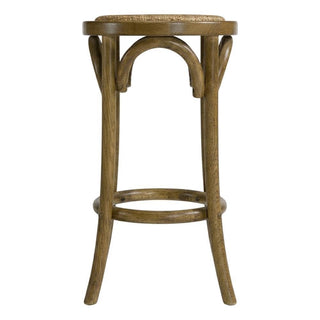 Walnut Backless Counter Stool by Furnifact – Elm Wood, Rattan, Elm, Brown