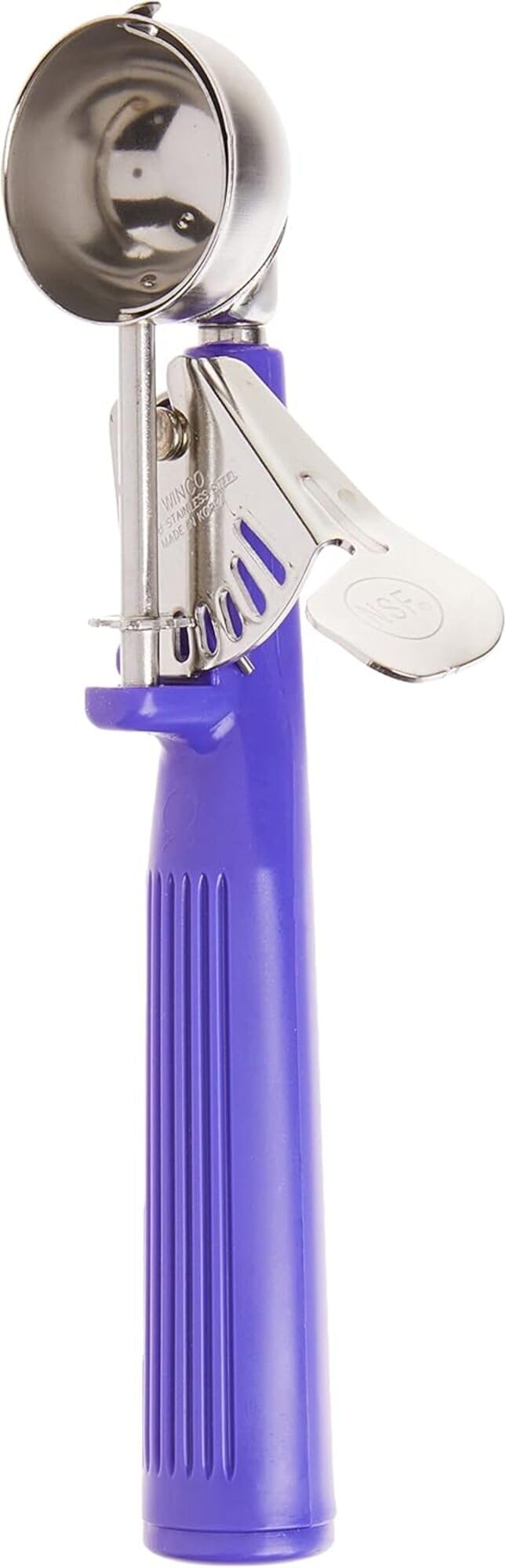 Size 40 Purple Stainless Steel Ice Cream Disher by Winco – Winco Ice Cream Disher with Purple Handle, Size 40, 0.75 ounces, Stainless Steel, Purple, Model ICOP-40