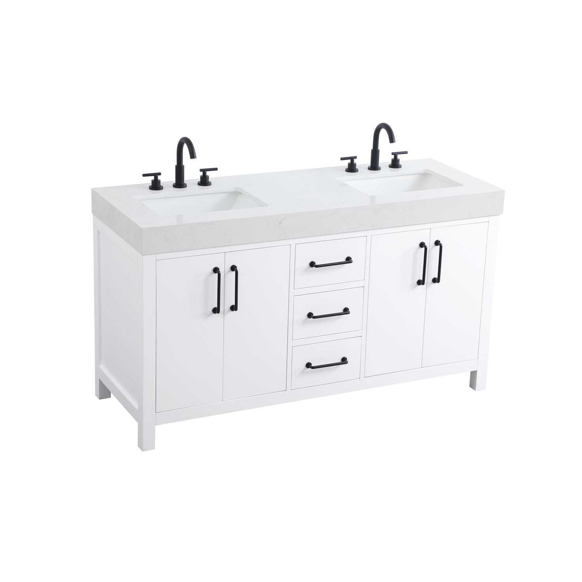 Elegant Kitchen and Bath 60" Double Bathroom Vanity in White by Elegant Lighting – unspecified, Wood, White, Model VF60660DWH