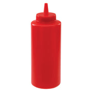 12 oz Red Plastic Squeeze Bottles by Winco – 12 Ounces, Plastic, Red, Pack of 6, Model PSB-12R