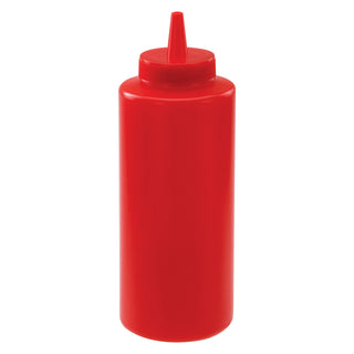 12 oz Red Plastic Squeeze Bottles by Winco – 12 Ounces, Plastic, Red, Pack of 6, Model PSB-12R