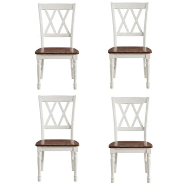 White Dining Chairs Set by Furnifact – Solid Rubberwood 50.00%,Mdf 40.00%,Birch Veneer 10.00%, White, Pack of 4
