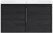 Swiss Madison St. Tropez 36" Wall-Mounted Bathroom Vanity in Black Oak with 3-Hole Widespread Sink Top