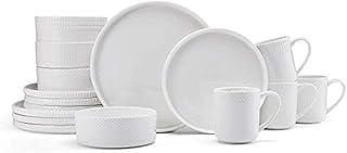 Mikasa Camila Bone China Lightweight Chip Resistant 16-Piece Dinnerware Set, Service For 4, White