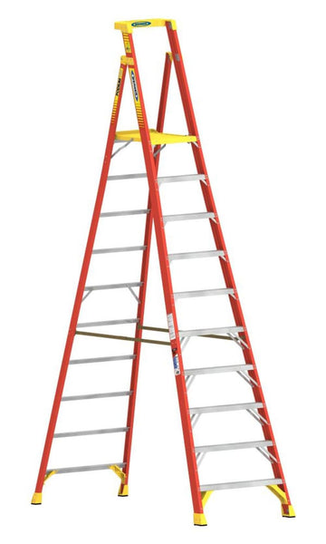 CO Type IA Aluminum Podium Ladder - 10' by Werner – 12 ft, Aluminum, Red, Model PD6210