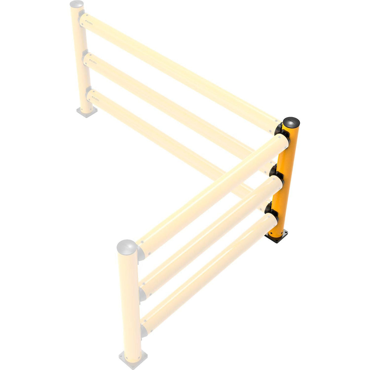Corner Post for Protective Plastic Guard Rails by Global Industrial – Plastic, Yellow, Model 60PGP-CON