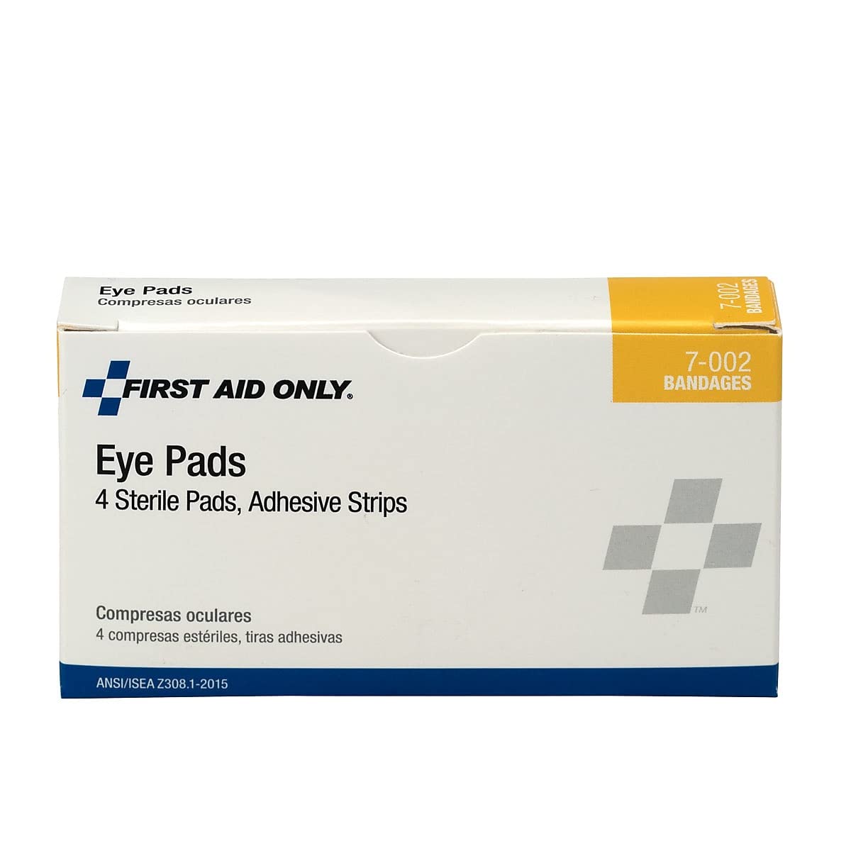 Sterile Eye Pads by First Aid Only – 2.4 Inch by 2.4 Inch, Cotton, White, Pack of 4, Model 7-002