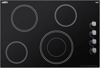 Summit 30" Electric Cooktop, 4 Burners, 208-240V Radiant Cooktop, Black- CR4B30MB