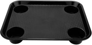GET FT-20-BK BPA-Free Stackable Cafeteria / Fast Food Tray, 17" x 14", Black (Set of 12)