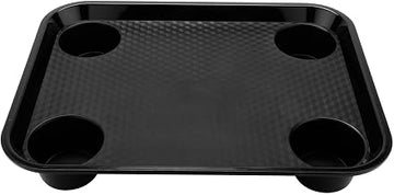 GET FT-20-BK BPA-Free Stackable Cafeteria / Fast Food Tray, 17" x 14", Black (Set of 12)