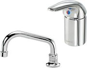 Krowne 16-331L Series Faucet, Deck Mount Remote Valve, Single Hole, Single Lever Handle, Color Coded Index, 6" Remote spout, 1.8GPM Aerator, 1/2" NPS Female Outlet, 3/8" Compression Female Inlets