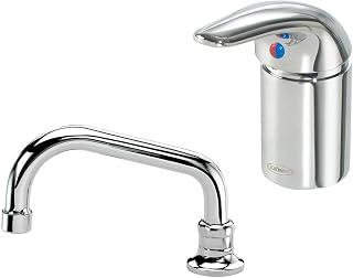 Krowne 16-331L Series Faucet, Deck Mount Remote Valve, Single Hole, Single Lever Handle, Color Coded Index, 6" Remote spout, 1.8GPM Aerator, 1/2" NPS Female Outlet, 3/8" Compression Female Inlets
