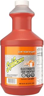 Sqwincher Regular Liquid Concentrate, 64 oz Bottle, 5 gal Yield, Orange, 6/Case - 1 Each | Electrolyte liquid concentrate supports hydration; mix with water; each 64 oz bottle makes 5 gallons for high volume use