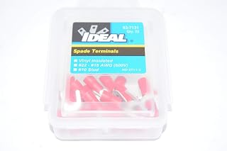 Ideal Industries Ideal 83-7131 Insulated Vinyl Spade Terminal, 22 to 18 AWG, 10 in Stud, Tin Plated Brass