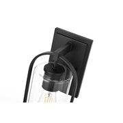 Jaxson One Light Outdoor Wall Sconce Black by Lighting Design – Iron, Black