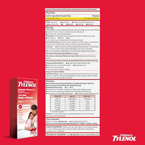 Tylenol Cherry Dye Free / 8 Ounce / Cherry (Dye-free) Acetaminophen