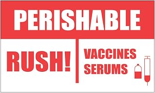 Polar Tech TAL507 Temperature Awareness Label, Perishable Rush Vaccines Serums, 5" Length x 3" Width