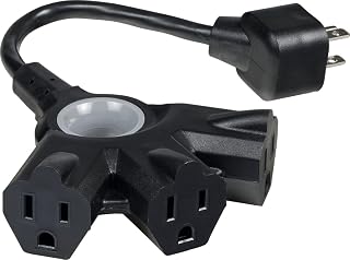 PHILIPS EZGrip Outdoor Extension Cord with Multiple Outlets, 1ft | Grounded 3 Prong Cord, 16AWG, 1ft, Black, SPS87534/37