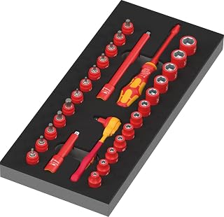 Wera 9727 Foam Insert 8007 A VDE Zyklop VDE Ratchet Set 1, 1/4", 30 Pieces