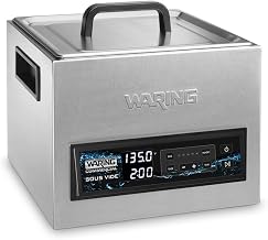 Waring Commercial WSV16 16 Self Contained Thermal Circulator For Sous Vide, 16 liters/4.2 Gallons, Capactice Touch Control Panel, 5 Programable settings, Timer, 120V, 1560W, 5-15 Phase Plug