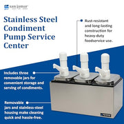 San Jamar 3 Pumps / 14 inches x 7.875 inches x 12.5 inches / Stainless Pump Dispensers