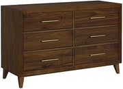 Picket House Furnishings Riley Solid Wood 6-Drawer Bedroom Dresser in Walnut