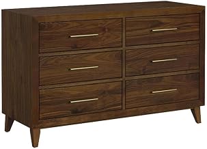 Picket House Furnishings Riley Solid Wood 6-Drawer Bedroom Dresser in Walnut