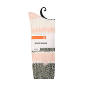 Women's 2-Pack Boot Socks by Timberland – Large, Nylon, Ivory Marl Striped (2 Pack), Pack of 2, Model TB350829TA