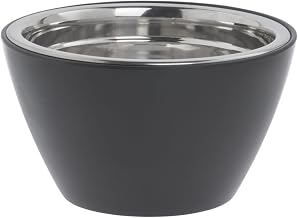 HUBERT Serving Bowl Black Melamine with Stainless Steel Bowl Insert - 7" Dia x 4" D