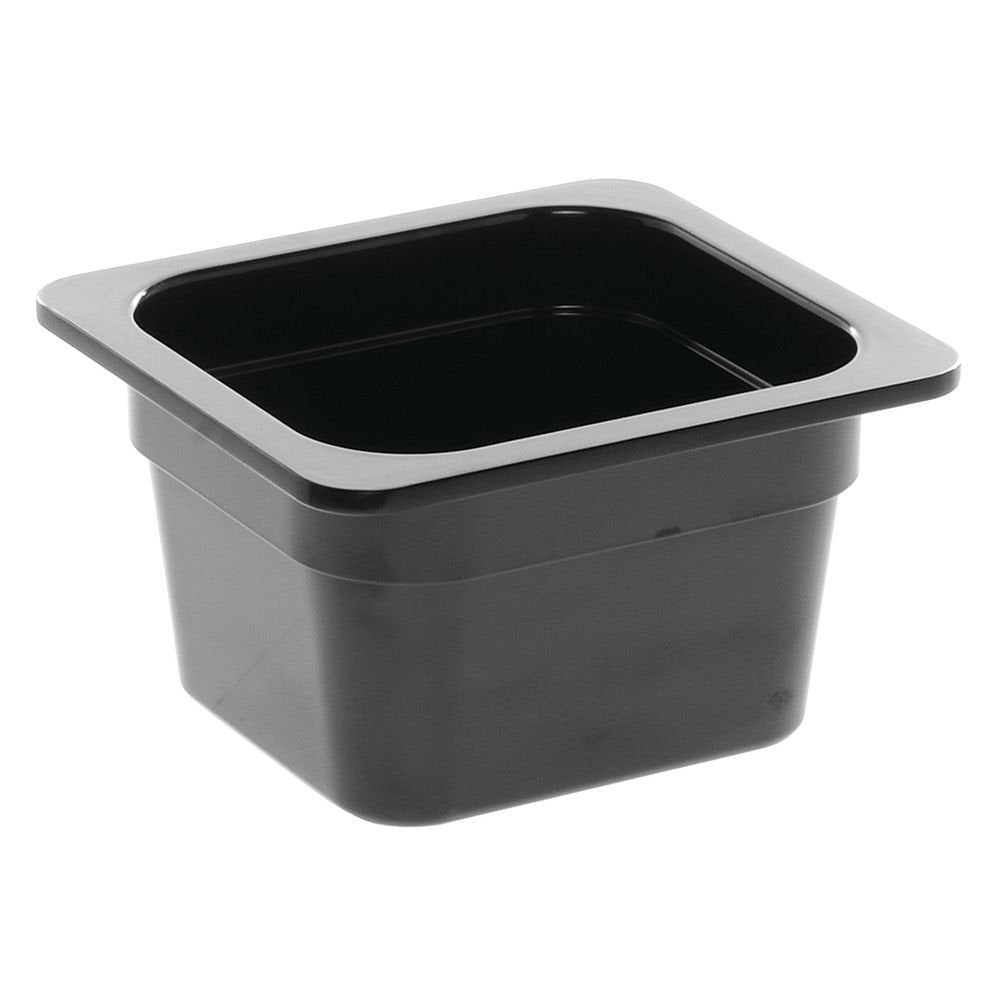 Serving Bowl Display Bowl 1/6 Size Black Melamine - 6 3/8 L x 6 15/16 W x 4" H by HUBERT – Plastic, Black, Model H0038-BLACK