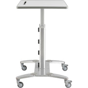 Sit-Stand Mobile Desk with Tablet Slot by Global Industrial – Steel, Silver / Gray, Model GL-WF-600-800