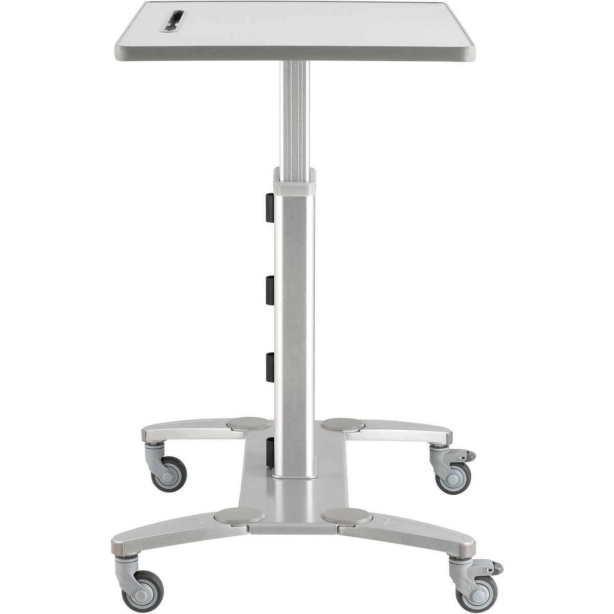 Sit-Stand Mobile Desk with Tablet Slot by Global Industrial – Steel, Silver / Gray, Model GL-WF-600-800