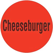 Cheeseburger Label Red Deli Dot Packaging Labels Black Imprint - 1"Dia 1000 Per Case
