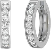 Dainty Channel-Set Natural Diamond Hoops – 0.25 ctw