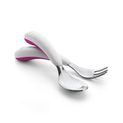 Training Fork & Spoon Set- Pink by OXO Tot – 2 Piece Set, Stainless Steel, Pink, Model 6124100T1UK