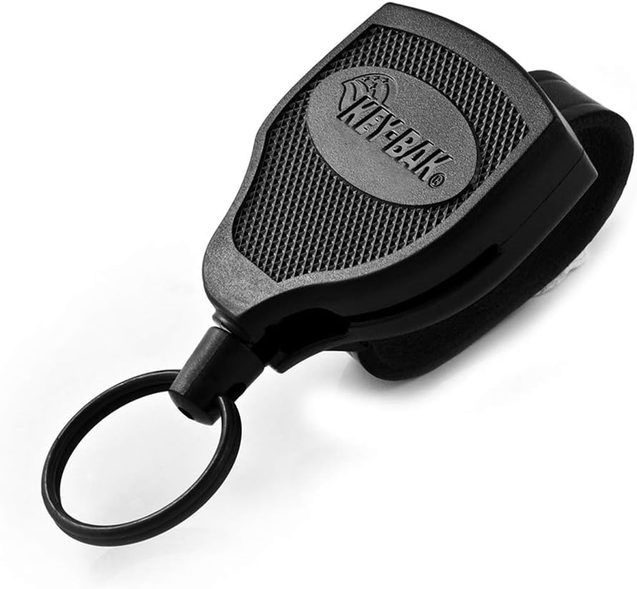 SUPER48 Locking Retractable Keychain by KEY-BAK – 2.25 inch x 2.75 inches x .75 inches, Polycarbonate, Black, Pack of 2, Model 0S48-114-2POLY