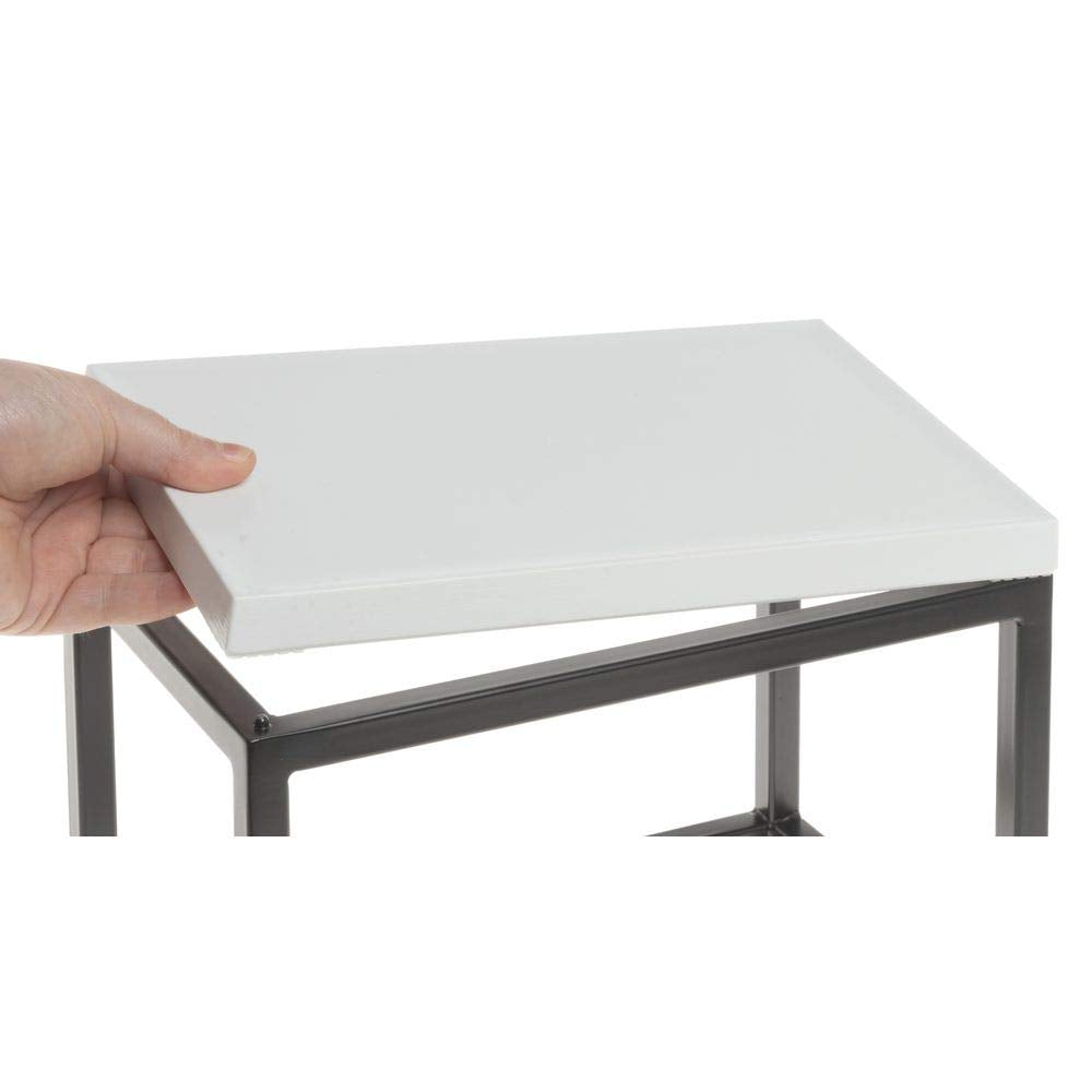 Black Display Riser with White Top- 7" H by HUBERT – Large, Metal, Black, Model 73114+94697