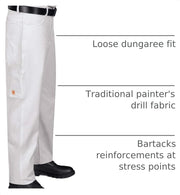 Red Kap 40W x 30L / White / Dungaree Painter Pants Pants
