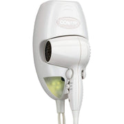 Mini Turbo White Wall Mount Hair Dryer with Nightlight - 1600W by Conair – 1 Count (Pack of 1), Plastic, White, Model 134W