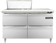 DL48-8C-D Designer Line Sandwich Unit, 48" W, With 8 Pan Top Openings, 19" Cutting Board & Four Drawers