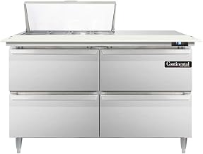 DL48-8C-D Designer Line Sandwich Unit, 48" W, With 8 Pan Top Openings, 19" Cutting Board & Four Drawers