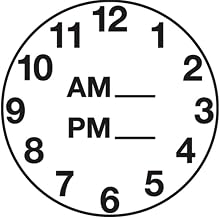 Clock Dot Labels White Black Imprint - 1 1/4"Dia 1000 Per Roll