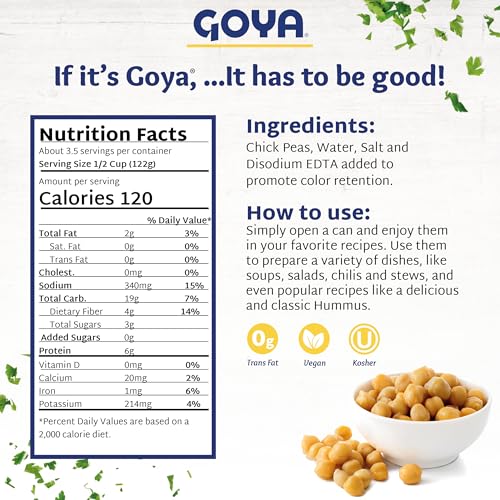 Goya CHICK PEAS / 15.5 Ounce (Pack of 8) / yellow Garbanzo Beans