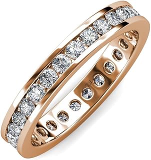1.15-1.35 ctw Lab Grown Diamonds (VS/EF) Channel Set Women Stackable Eternity Band 10K 14K 18K Gold
